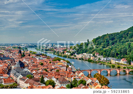 Heidelberg town on Neckar river, Germany 59233865