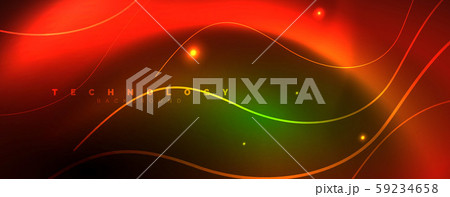 Shiny neon lines template - northern lights glowing blur lines. Futuristic style glow neon 80s disco 59234658