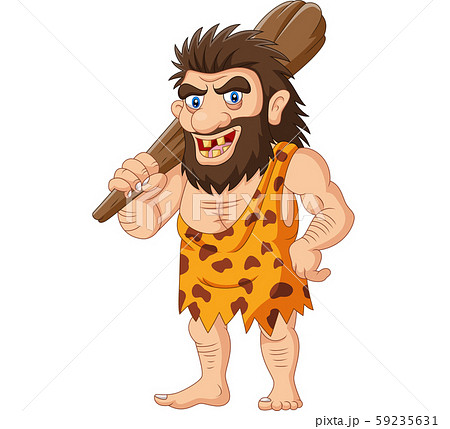 Cartoon caveman holding a club - Stock Illustration [59235631] - PIXTA