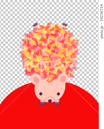 お正月用ほっこりハリネズミのイラスト お正月用ほっこりハリネズミのイラスト 59236734