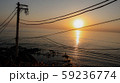 夕日と電線 59236774
