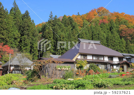 白馬村野平　秋の山里 59237621