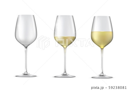 Realistic vector set of glasses with white wine 59238081