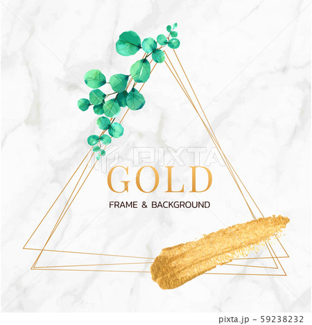 Gold frame and border with eucalyptus template watercolour painted Gold frame and border with eucalyptus template watercolour painted 59238232