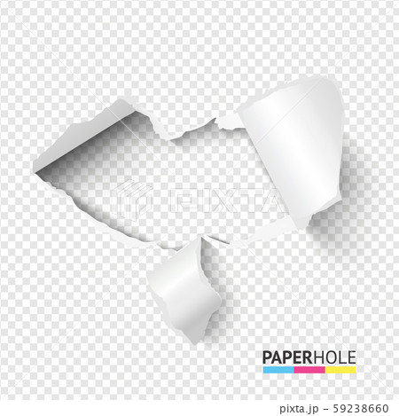 Emptyl tear edge paper hole banner on transparent background for love, kiss, heart vector concepts 59238660