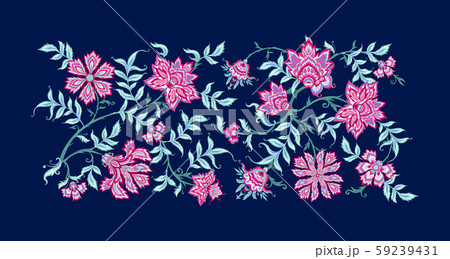 Ethnic pattern in kalamkari style, fantasy floral pattern 59239431