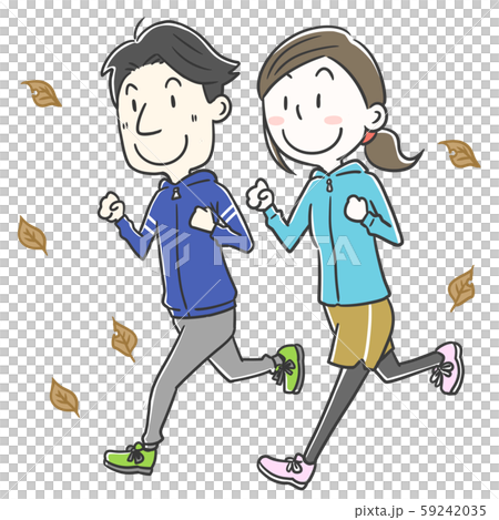 男女 運動 ランニング 全身のイラスト素材 59242035 Pixta