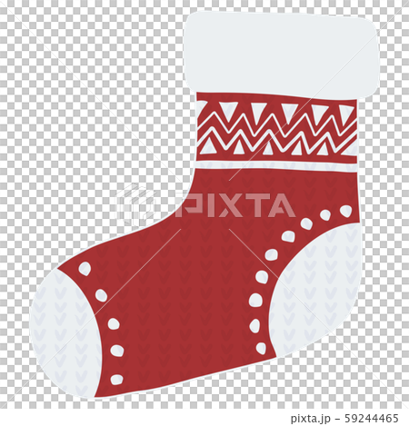 Vintage decorative christmas red sock with triangle ornament for design greeting card, invitation. Vintage decorative christmas red sock with triangle ornament for design greeting card, invitation. 59244465