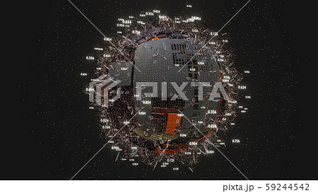 Connection Lines and Dots Around Digital Sphere 59244542