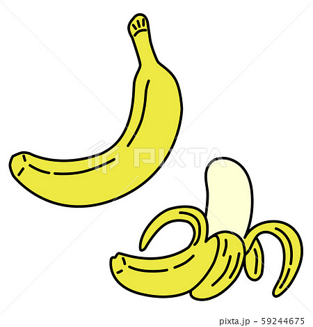 バナナ フルーツ 手書き風 イラスト アイコンのイラスト素材