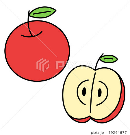 りんご フルーツ 手書き風 イラスト アイコンのイラスト素材