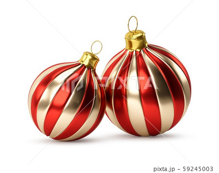 3D rendering Two Golden Red Christmas Ball on a white background 3D rendering Two Golden Red Christmas Ball on a white background 59245003