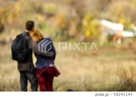 blur couple in love outdoors in autumn. 59245145