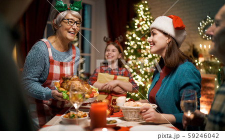 family celebrating Christmas family celebrating Christmas 59246042