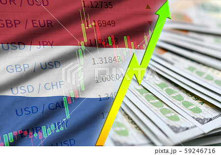 Netherlands flag and chart growing US dollar 59246716