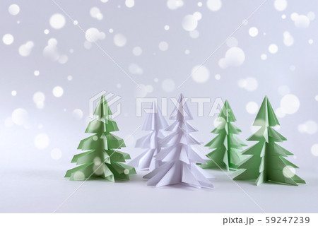 Christmas concept. Origami paper green Christmas 59247239