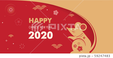 Happy Chinese new year design. 2020 Rat zodiac. Cute mouse cartoon. Japanese, Korean, Vietnamese 59247483