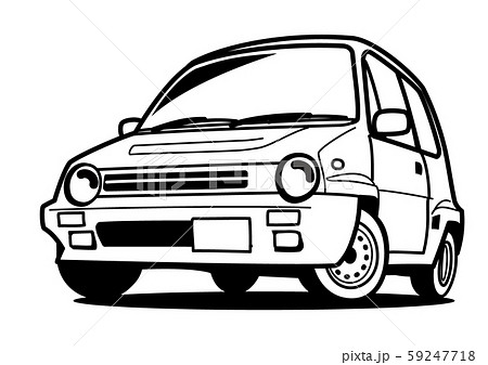 懐かしめ国産コンパクトカー　ぬり絵風　自動車イラスト 59247718