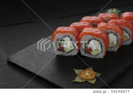 Sushi, rolls, fish dishes. Seafood delicacies Sushi, rolls, fish dishes. Seafood delicacies 59248077