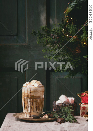 Hot chocolate with marshmallow 59248610