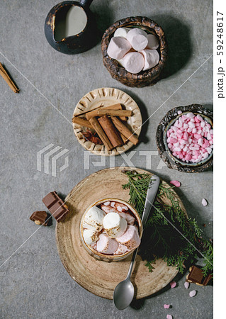 Hot chocolate with marshmallow 59248617