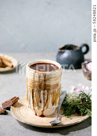 Hot chocolate with marshmallow 59248621