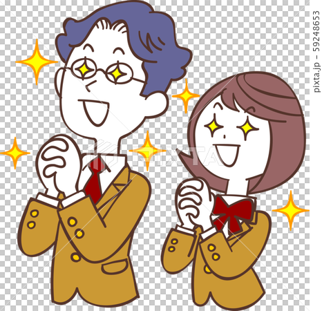 希望を持つベージュの制服の男女の学生 59248653