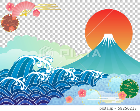 富士山と海のイラスト素材