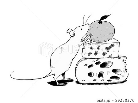 ネズミとチーズのイラスト素材
