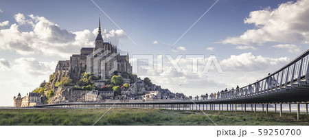 tidelands with Mont Saint-Michel, English Channel, 59250700