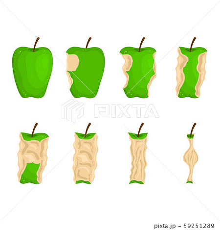 Cartoon Color Stages of Eating Apple Icons Set. Vector 59251289