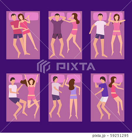 Cartoon Sleeping Couple Characters People Set. Vector 59251295