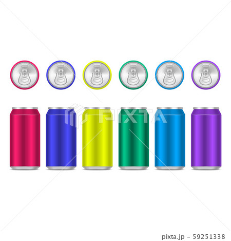 Realistic Detailed 3d Blank Color Metal Can Template Mockup Set. Vector Realistic Detailed 3d Blank Color Metal Can Template Mockup Set. Vector 59251338