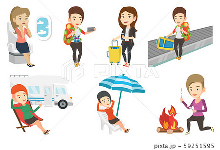 Vector set of traveling people. 59251595