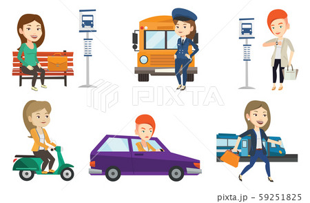 Transportation vector set with people traveling. 59251825