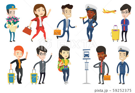 Vector set with people traveling. 59252375