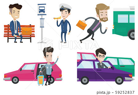 Transportation vector set with people traveling. Transportation vector set with people traveling. 59252837