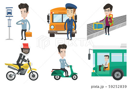 Transportation vector set with people traveling. Transportation vector set with people traveling. 59252839