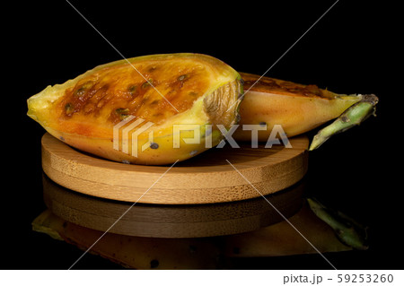 Green prickly pear isolated on black glass 59253260