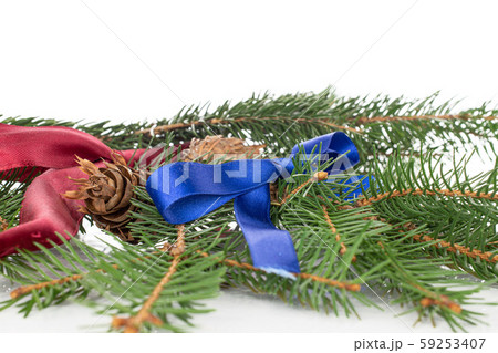 Christmas tree branch isolated on white 59253407