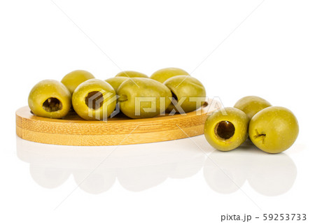 Green pitted olive fruit isolated on white 59253733
