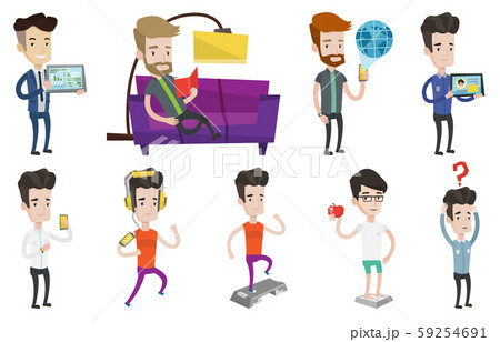 Vector set of people using modern technologies. Vector set of people using modern technologies. 59254691