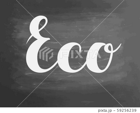 Eco chalkboard blackboard text writing handwritten text, chalk on a blackboard, illustration. Logo 59256239