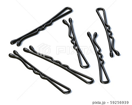 Group of black metal hairpins 3D 59256939