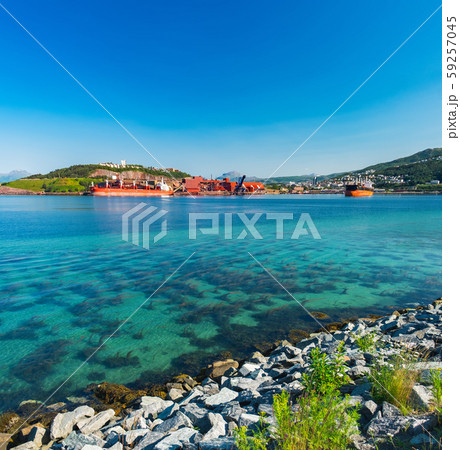 Cargo ship in Narvik port, Norway Cargo ship in Narvik port, Norway 59257045
