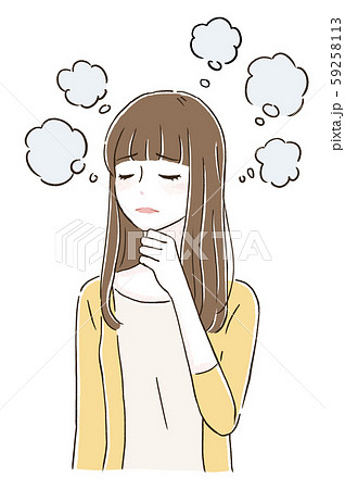 悩む女性のイラスト素材 悩む女性のイラスト素材