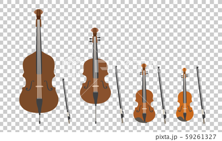 弦楽器のベクターイラストセット オーケストラ ブラスバンド 吹奏楽部 音楽のイラスト素材