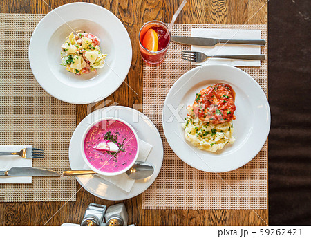 lunch in the cafe, different dishes lunch in the cafe, different dishes 59262421