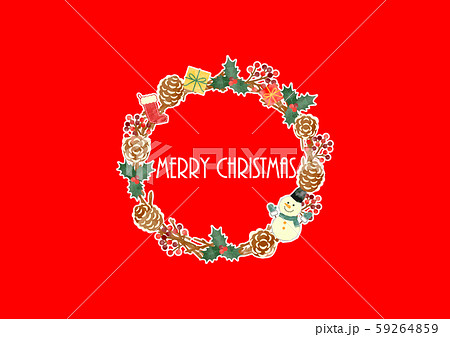 手描き水彩風 クリスマスリース 01 手描き水彩風 クリスマスリース 01 59264859
