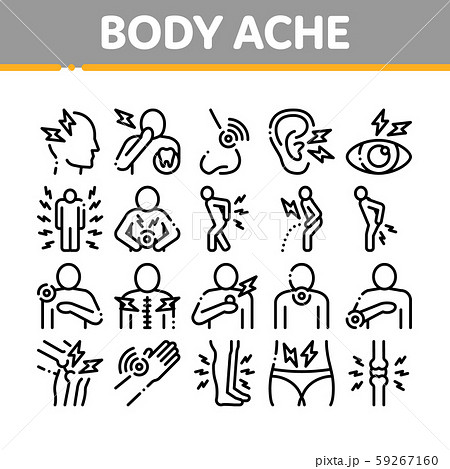 Body Ache Collection Elements Icons Set Vector 59267160